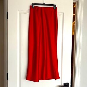 ZARA.  Red satin maxi skirt